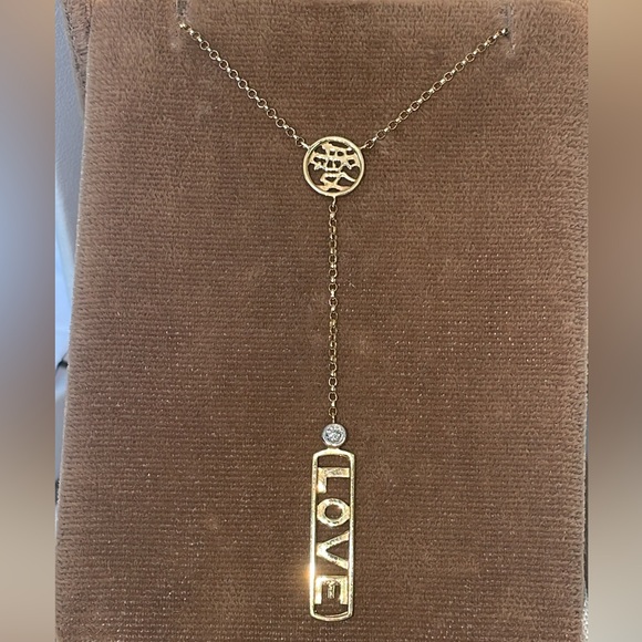 $1200 Mary Margrill M2 Solid 14K Yellow Gold LOVE SkippyDiggy Diamond Necklace - Picture 9 of 17